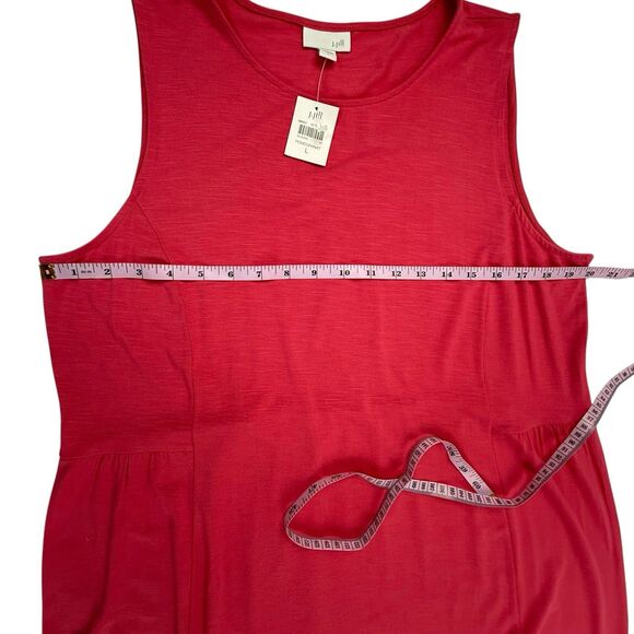 NEW J JILL Sleeveless Knit Maxi Tank Dress Large Pomegranate Pink Minimalist - Picture 11 of 13